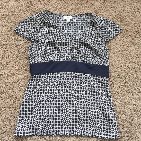 Navy and White Blouse