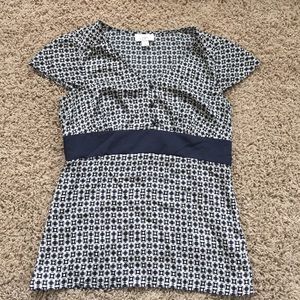 Navy and White Blouse