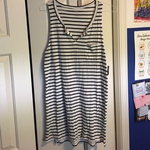 Aerie White with Navy Stripes Shift Dress