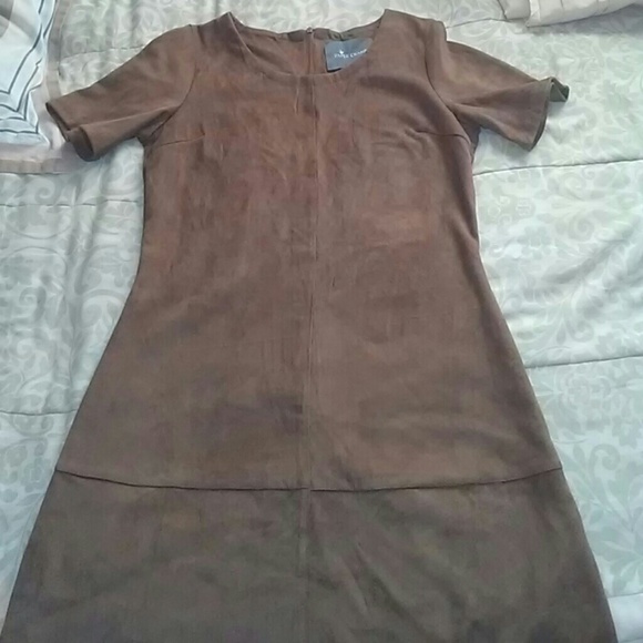 Faux suede brown dress