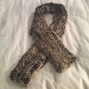 Black and Cream Rabbit Fur Scarf