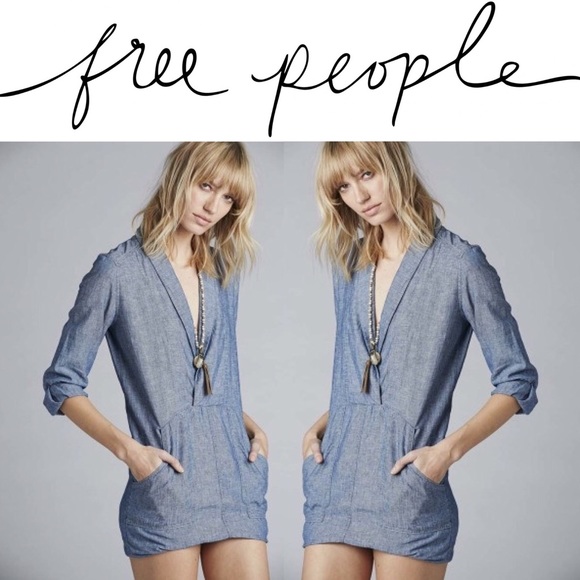 Free People Done Up Denim Dress! With POCKETS! 💕