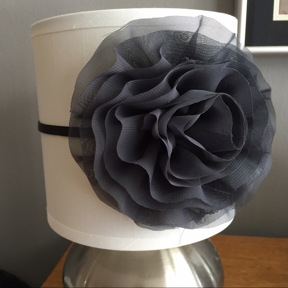 Gray blue headband with big gray flower