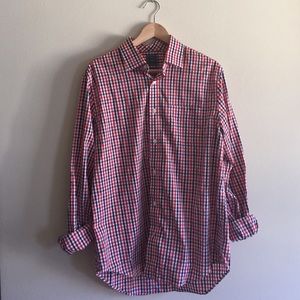 GAP Non-Iron Multicheckered Poplin Shirt in Red
