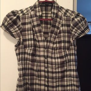 Grey, black and white checkered Express top