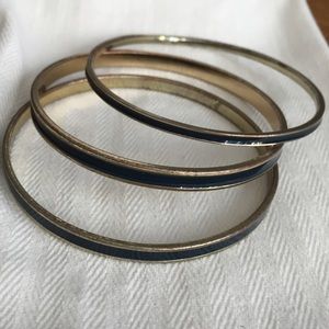 Set of 3 Navy and Gold Bangles