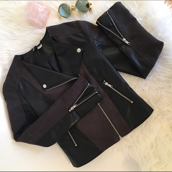 Faux leather/suede biker jacket