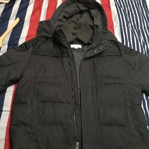 Men's black and gray jacket.