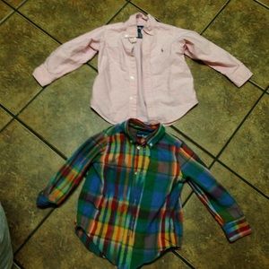 Two 2t Ralph Lauren Polo Long sleeve shirts