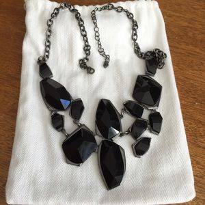 Edgy black bib necklace abstract shapes