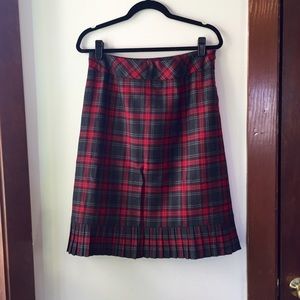 Plaid Pendleton Skirt with Pleated Detail.