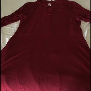Burgundy dress with keyholes.