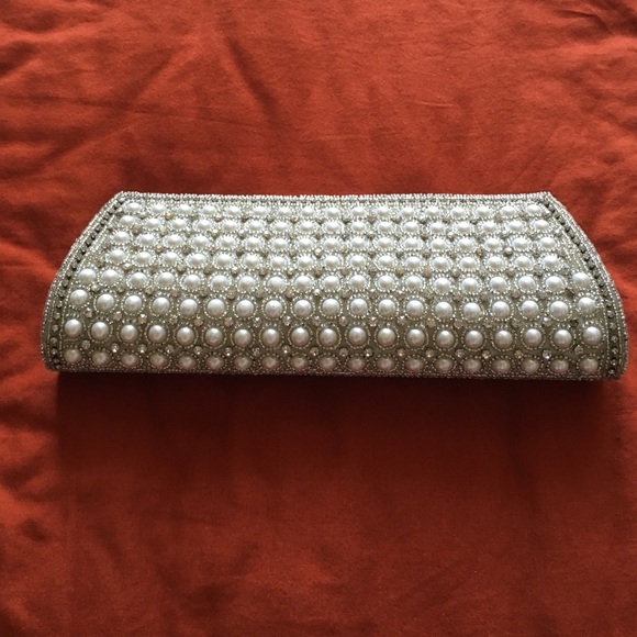 Pearl and crystal clutch