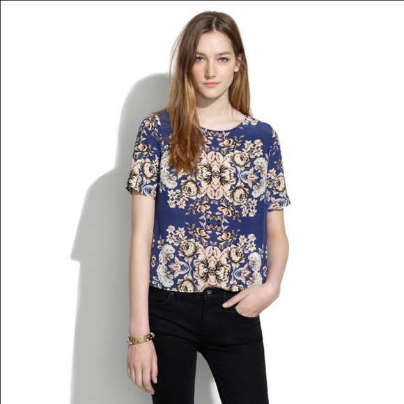 Madewell pixel bloom silk top.