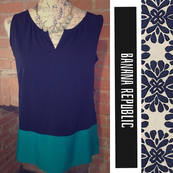 Banana Republic |  Navy & Teal Flowy Top