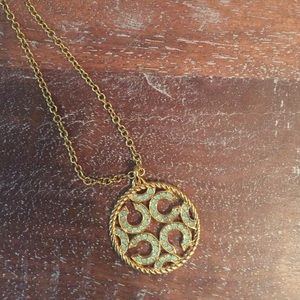 Gold and Teal Coach Necklace