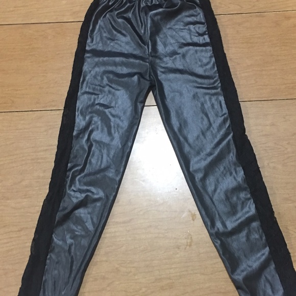 Black lace side pants
