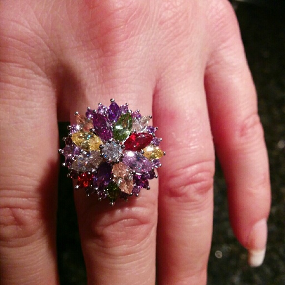 SOLD Garnet,amethyst,topaz,citrine and sapphires ring - Picture 2 of 2