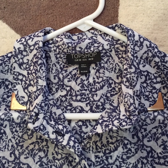 Topshop Button Down with Metal Collar Tips - Picture 3 of 3