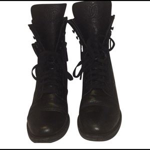 Chanel lambskin combat boots