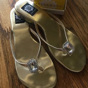 Gold Yellow Box flip flops