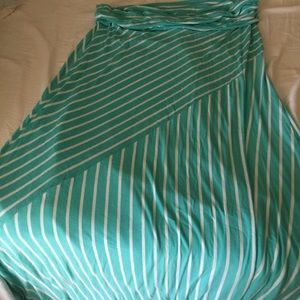 MIK Turquoise Striped Maxi Skirt