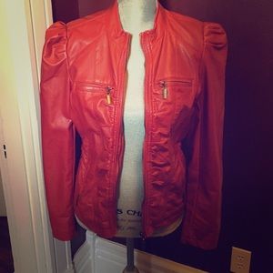 Faux leather jacket red