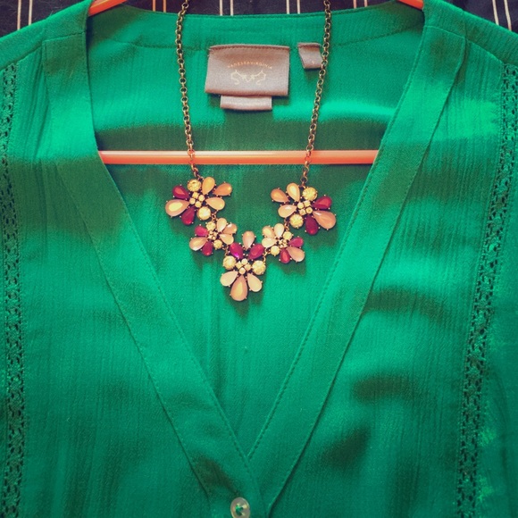 Ann Taylor Purple Flower Statement Necklace