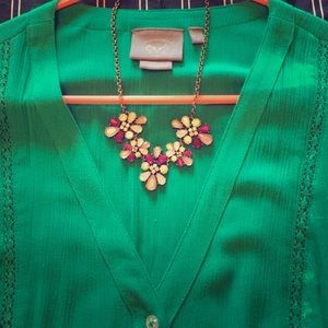 Ann Taylor Purple Flower Statement Necklace