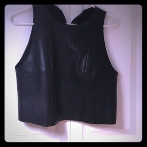 H&M faux leather crop top