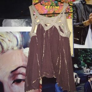 Free People caged neckline purple & sparkly!