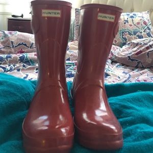 Short Red Gloss Hunter Rainboots