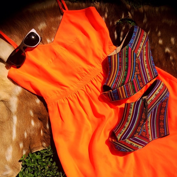 J. Crew Factory Dresses & Skirts - J. Crew Neon Orange Sundress with Pockets!