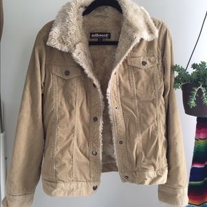 Faux fur lined corduroy jacket