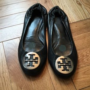 Tory Burch 'Reva' flats; silver hardware