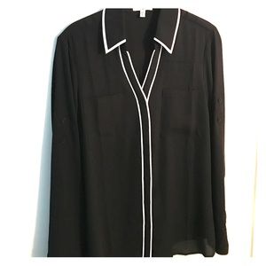 NWOT black and white button down shirt