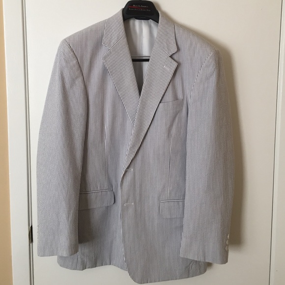 Seersucker suit. 100% cotton blue/white