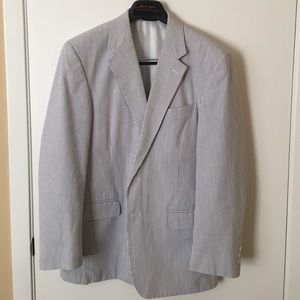 Seersucker suit. 100% cotton blue/white