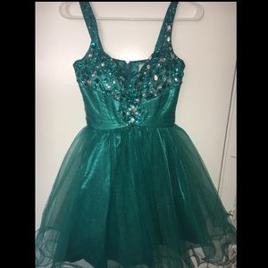 Green beaded homecoming or prom dress