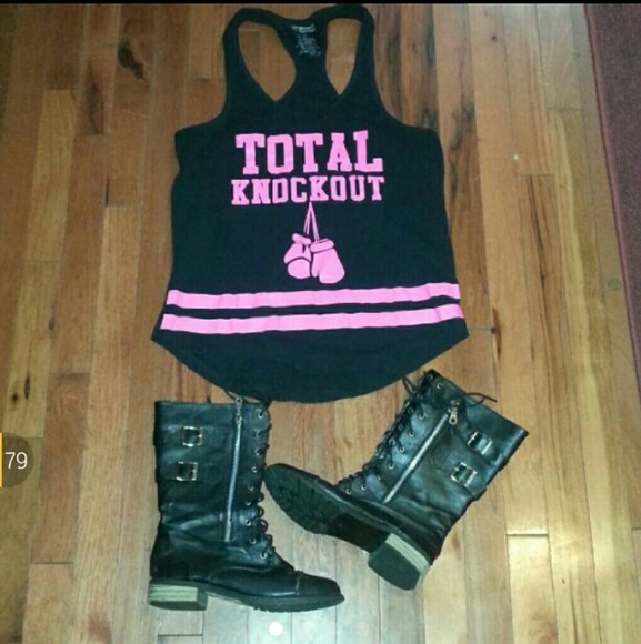 Tall combat boots and tank lot...