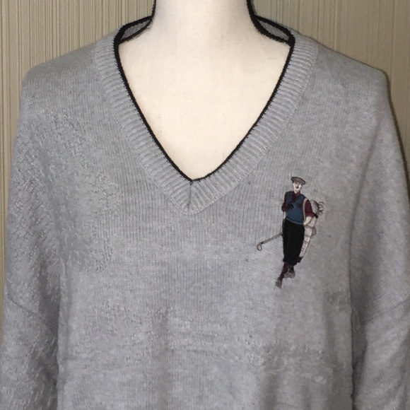 VTG Isle of Cotton Embroidered Golf Sweater USA