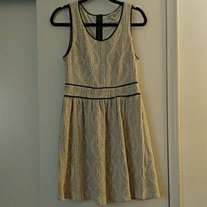 Cream and black knit like winter looking dress L