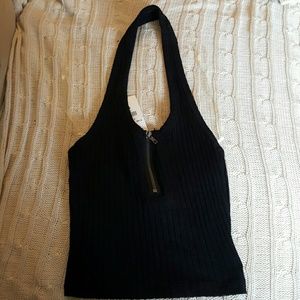 Black halter crop top