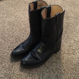Justin black leather boots
