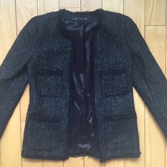 XS Zara black tweed blazer