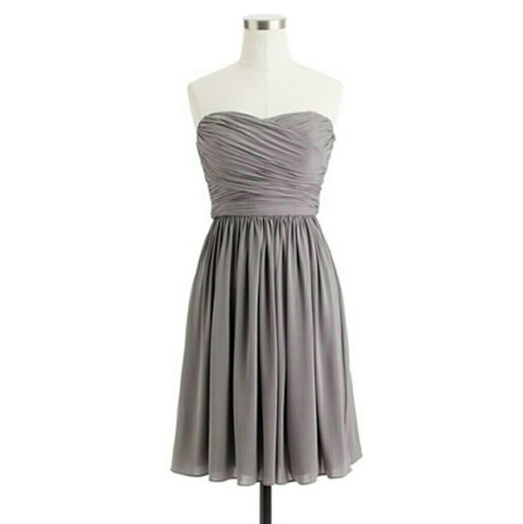 J. Crew Strapless Silk Chiffon Dress Petite Size 2