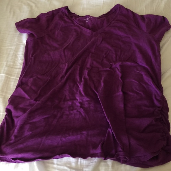 Lane Bryant Purple Ruched VNeck T
