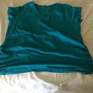 Lane Bryant Blue VNeck Ruched Sides T
