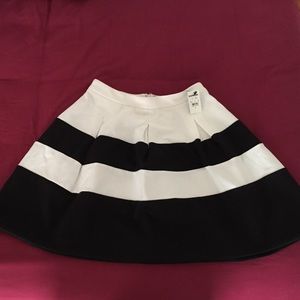 Express black and white striped mini skirt