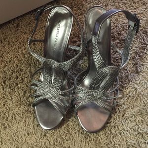 Adrianna Papell Boutique silver cork wedges 8.5